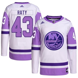 Men's Aatu Raty New York Islanders Adidas Hockey Fights Cancer Primegreen Jersey - Authentic White/Purple