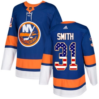 Men's Billy Smith New York Islanders Adidas USA Flag Fashion Jersey - Authentic Royal Blue