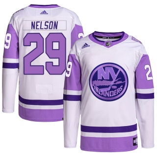 Men's Brock Nelson New York Islanders Adidas Hockey Fights Cancer Primegreen Jersey - Authentic White/Purple