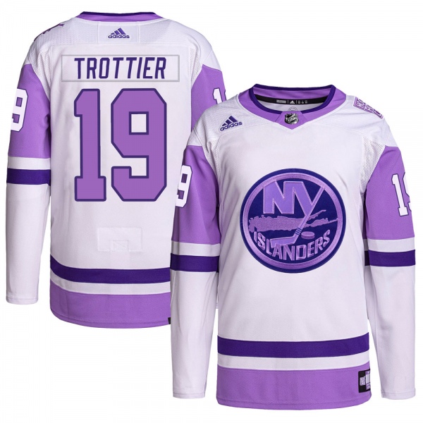 Men's Bryan Trottier New York Islanders Adidas Hockey Fights Cancer Primegreen Jersey - Authentic White/Purple