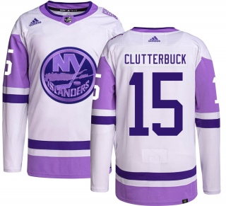 Men's Cal Clutterbuck New York Islanders Adidas Hockey Fights Cancer Jersey - Authentic