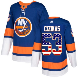 Men's Casey Cizikas New York Islanders Adidas USA Flag Fashion Jersey - Authentic Royal Blue