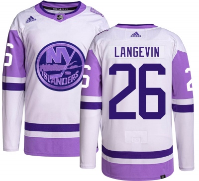 Men's Dave Langevin New York Islanders Adidas Hockey Fights Cancer Jersey - Authentic