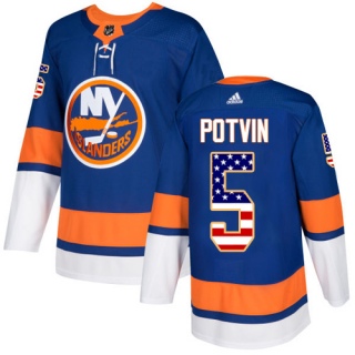 Men's Denis Potvin New York Islanders Adidas USA Flag Fashion Jersey - Authentic Royal Blue