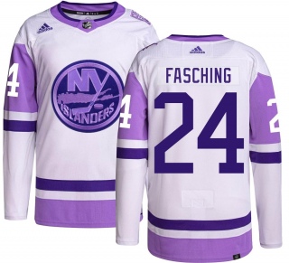Men's Hudson Fasching New York Islanders Adidas Hockey Fights Cancer Jersey - Authentic
