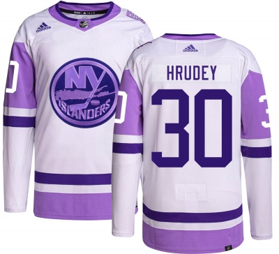 Men's Kelly Hrudey New York Islanders Adidas Hockey Fights Cancer Jersey - Authentic