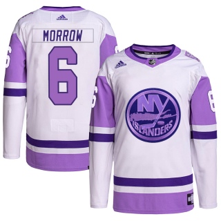 Men's Ken Morrow New York Islanders Adidas Hockey Fights Cancer Primegreen Jersey - Authentic White/Purple