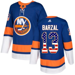 Men's Mathew Barzal New York Islanders Adidas USA Flag Fashion Jersey - Authentic Royal Blue