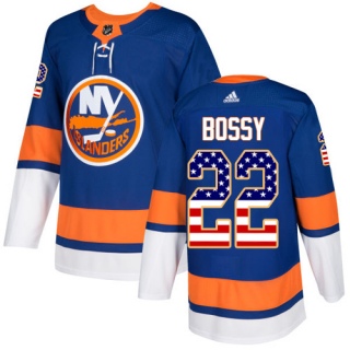 Men's Mike Bossy New York Islanders Adidas USA Flag Fashion Jersey - Authentic Royal Blue