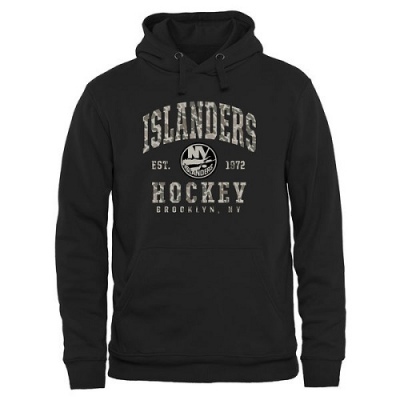 Men's New York Islanders Camo Stack Pullover Hoodie - Black