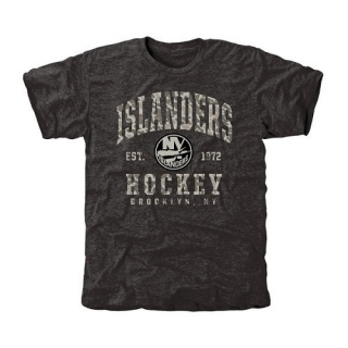 Men's New York Islanders Camo Stack Tri-Blend T-Shirt - Black