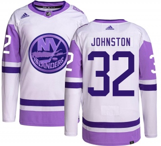 Men's Ross Johnston New York Islanders Adidas Hockey Fights Cancer Jersey - Authentic