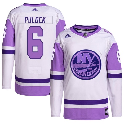 Men's Ryan Pulock New York Islanders Adidas Hockey Fights Cancer Primegreen Jersey - Authentic White/Purple