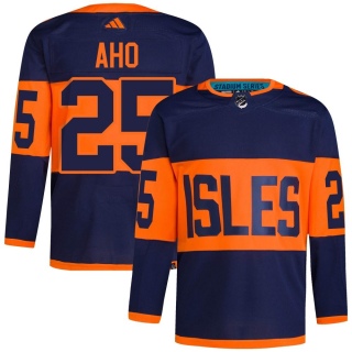 Men's Sebastian Aho New York Islanders Adidas 2024 Stadium Series Primegreen Jersey - Authentic Navy