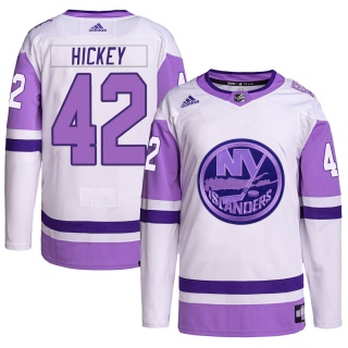 Men's Thomas Hickey New York Islanders Adidas Hockey Fights Cancer Primegreen Jersey - Authentic White/Purple