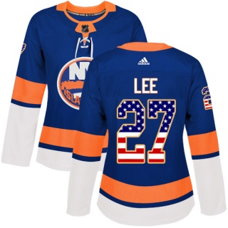 Women's Anders Lee New York Islanders Adidas USA Flag Fashion Jersey - Authentic Royal Blue