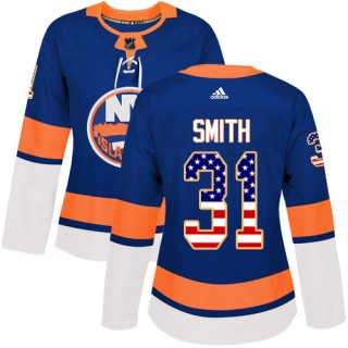 Women's Billy Smith New York Islanders Adidas USA Flag Fashion Jersey - Authentic Royal Blue