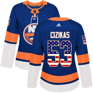 Women's Casey Cizikas New York Islanders Adidas USA Flag Fashion Jersey - Authentic Royal Blue