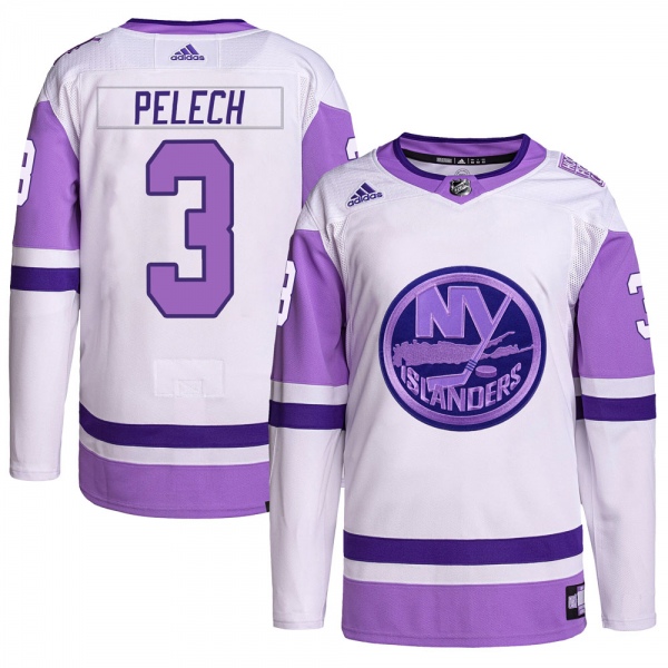 Youth Adam Pelech New York Islanders Adidas Hockey Fights Cancer Primegreen Jersey - Authentic White/Purple