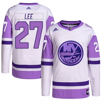 Youth Anders Lee New York Islanders Adidas Hockey Fights Cancer Primegreen Jersey - Authentic White/Purple