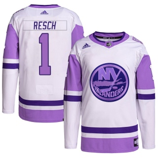 Youth Glenn Resch New York Islanders Adidas Hockey Fights Cancer Primegreen Jersey - Authentic White/Purple