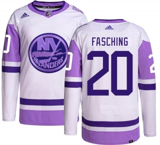 Youth Hudson Fasching New York Islanders Adidas Hockey Fights Cancer Jersey - Authentic