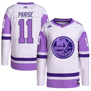 Youth Zach Parise New York Islanders Adidas Hockey Fights Cancer Primegreen Jersey - Authentic White/Purple